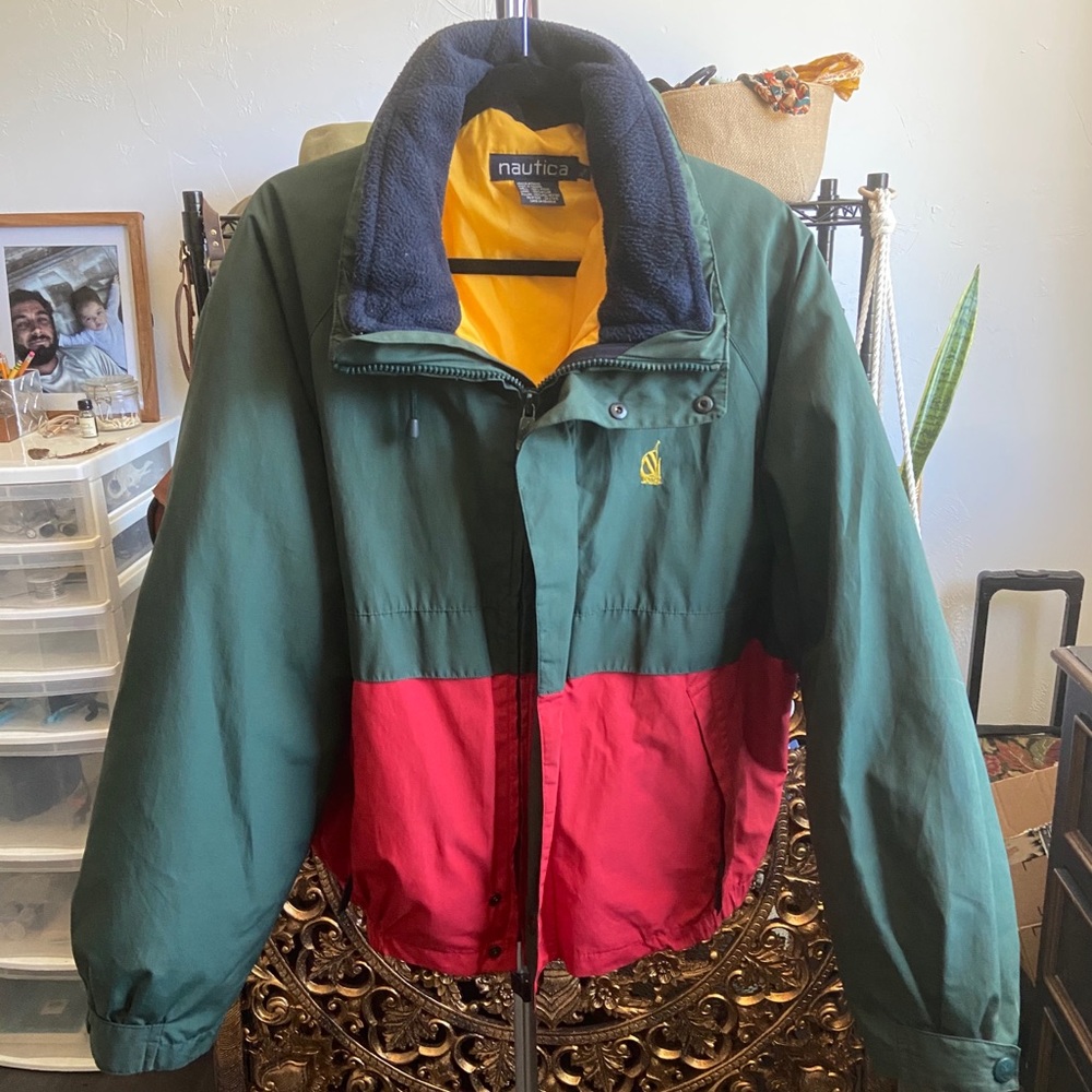 90s Vintage Nautica Puffer Color Block Jacket